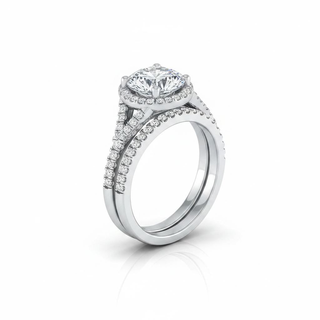 The Vega Matching Wedding Band, Round in 18K White Gold