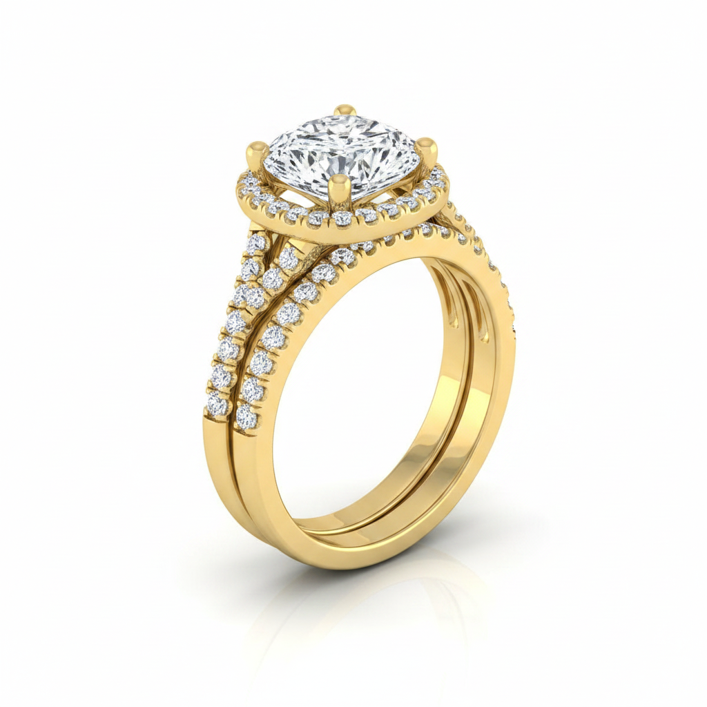 The Vega Matching Wedding Band, Cushion in 18K Yellow Gold