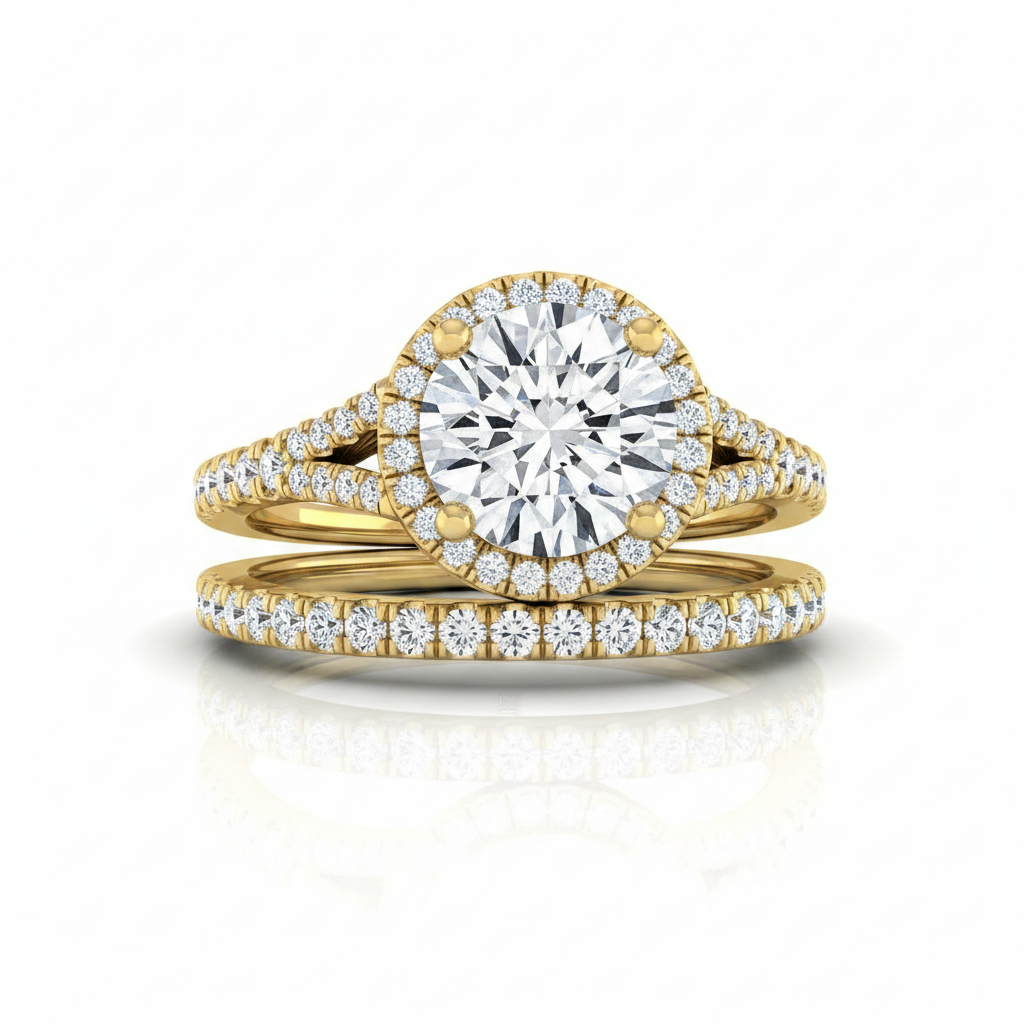 The Vega Matching Wedding Band, Round in 18K Yellow Gold