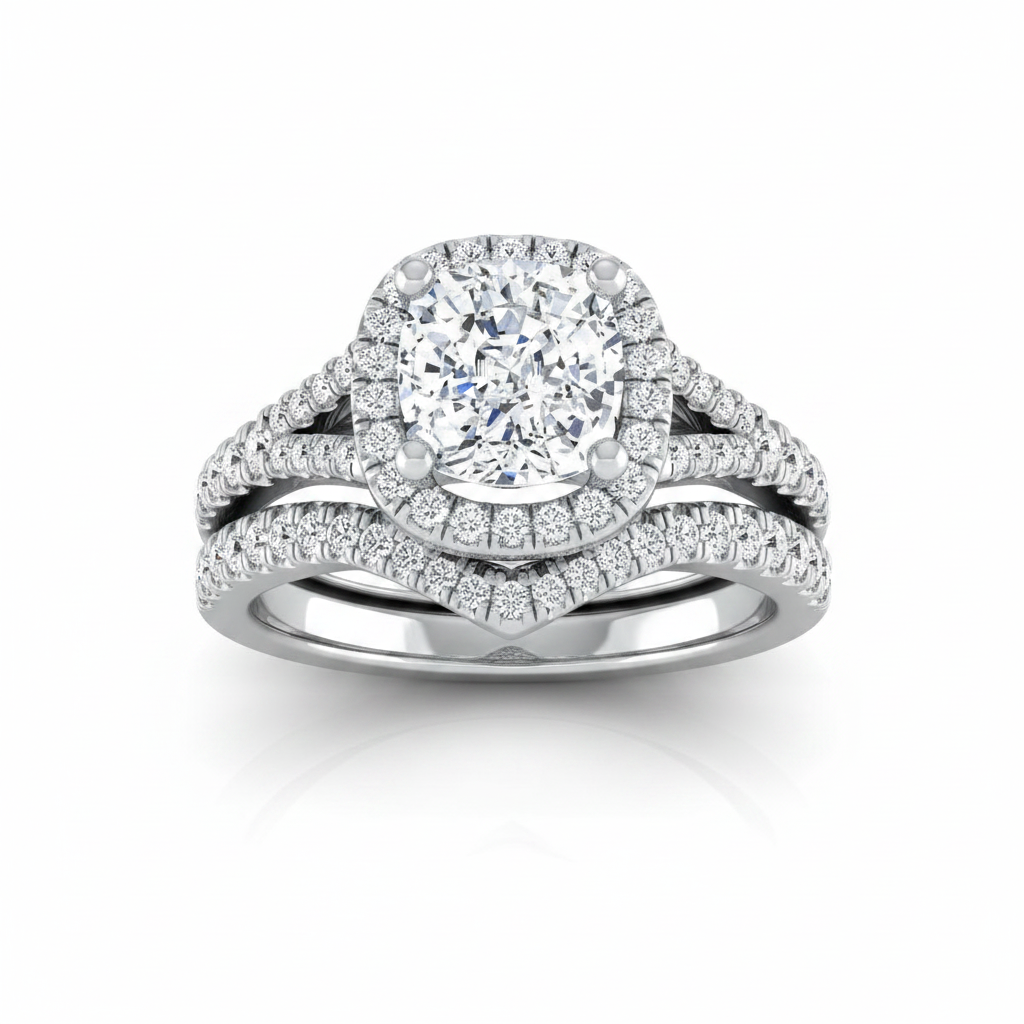 The Vega Matching Wedding Band, Cushion in Platinum