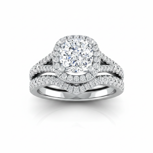The Vega Matching Wedding Band, Cushion in Platinum