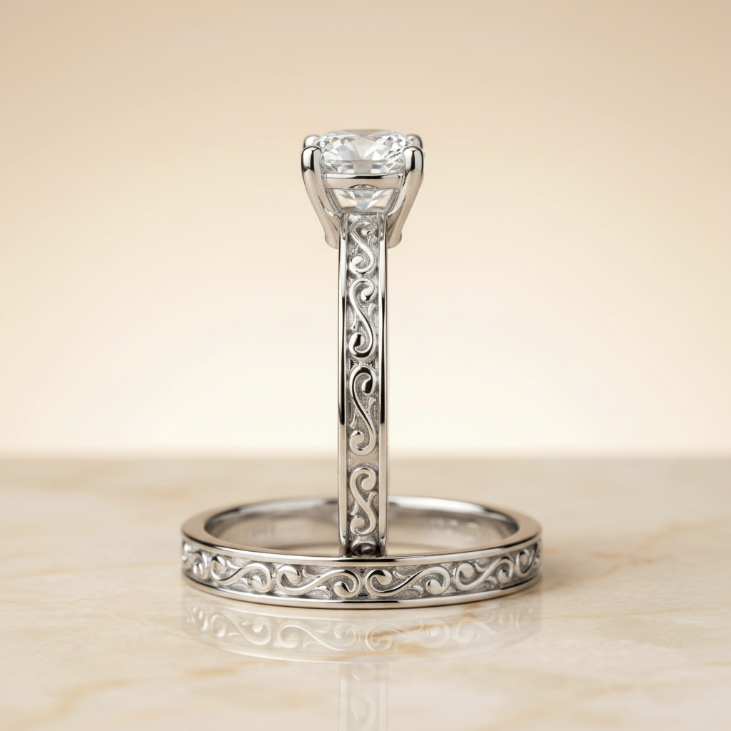 The Veronica Matching Wedding Band, Cushion in 18K White Gold