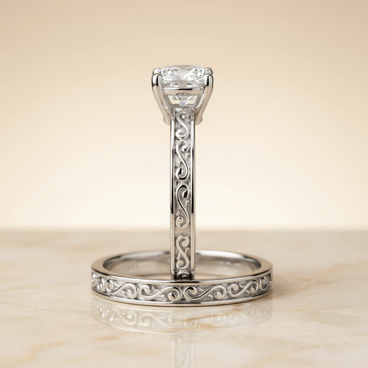 The Veronica Matching Wedding Band, Cushion in 18K White Gold