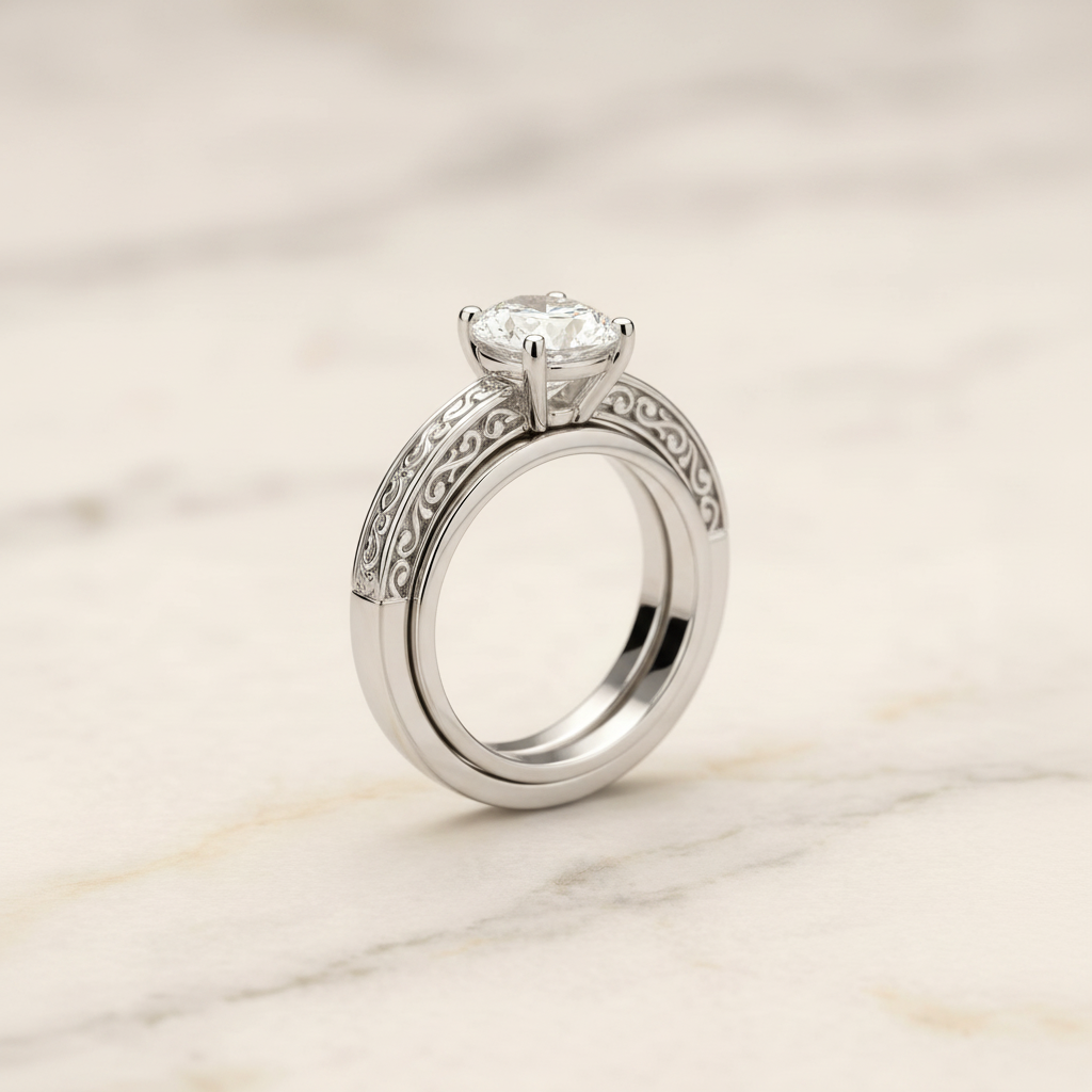 The Veronica Matching Wedding Band, Oval in 18K White Gold