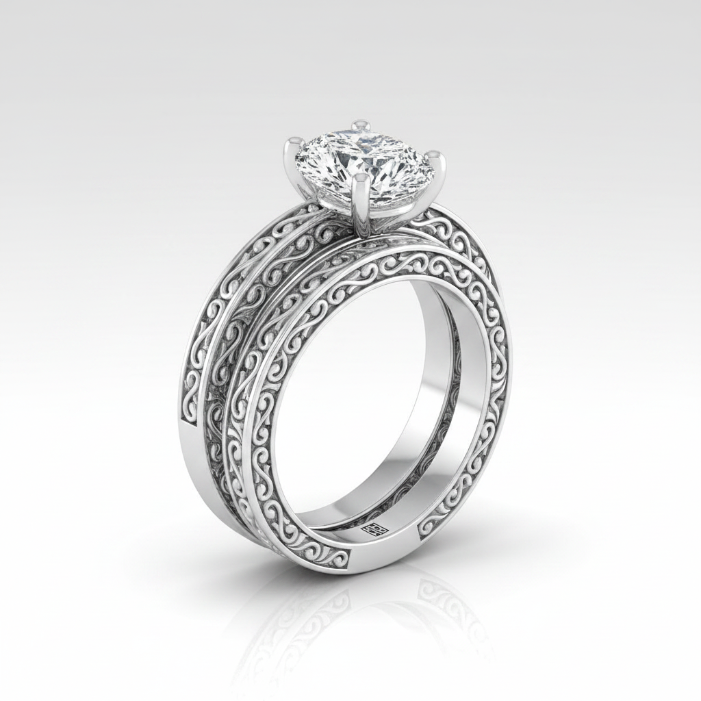 The Veronica Matching Wedding Band, Pear in 18K White Gold