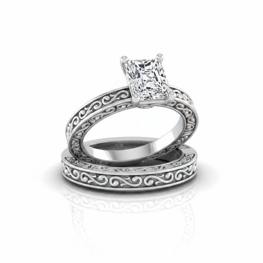 The Veronica Matching Wedding Band, Radiant in 18K White Gold