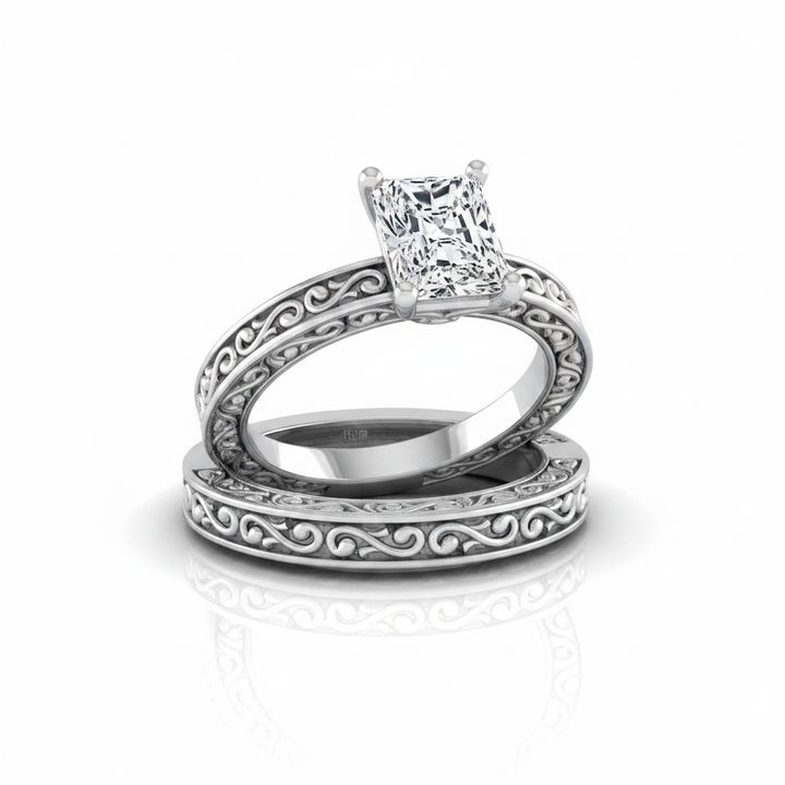 The Veronica Matching Wedding Band, Radiant in 18K White Gold | RockHer