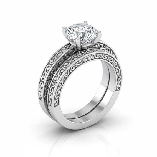 The Veronica Matching Wedding Band, Round in 18K White Gold