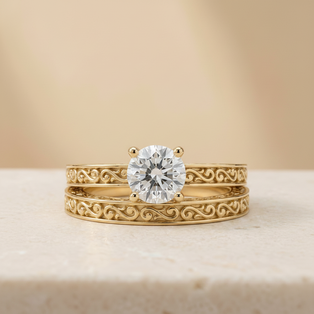 The Veronica Matching Wedding Band, Cushion in 18K Yellow Gold