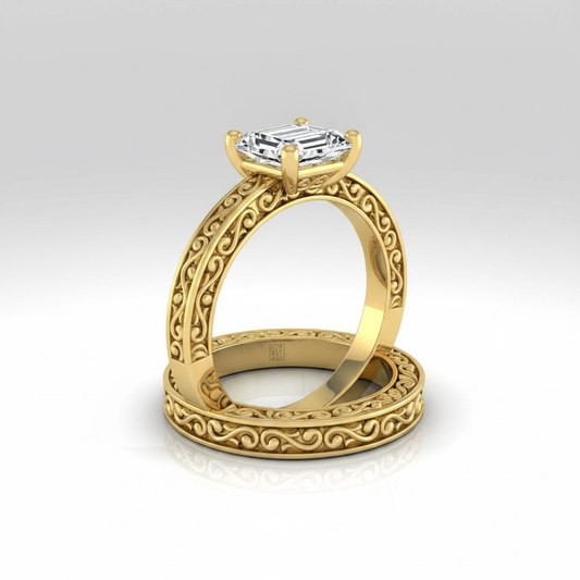 The Veronica Matching Wedding Band, Emerald in 18K Yellow Gold