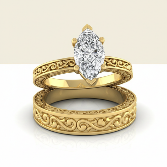 The Veronica Matching Wedding Band, Marquise in 18K Yellow Gold