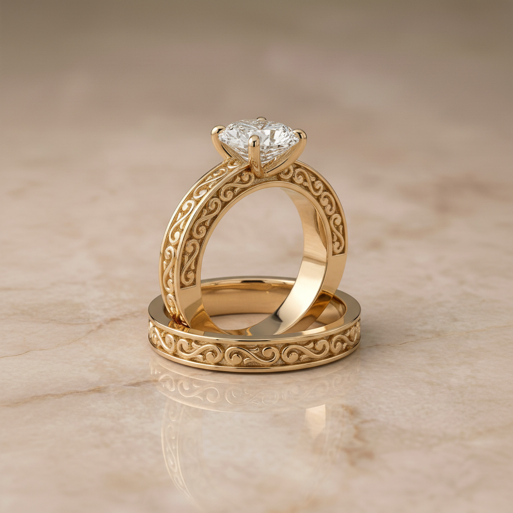 The Veronica Matching Wedding Band, Oval in 18K Yellow Gold