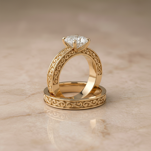 The Veronica Matching Wedding Band, Oval in 18K Yellow Gold