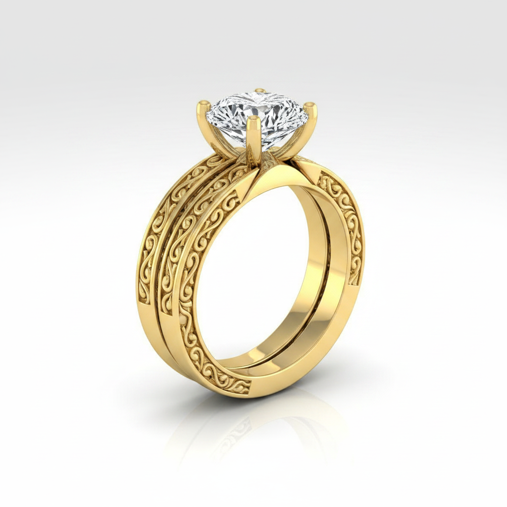 The Veronica Matching Wedding Band, Pear in 18K Yellow Gold