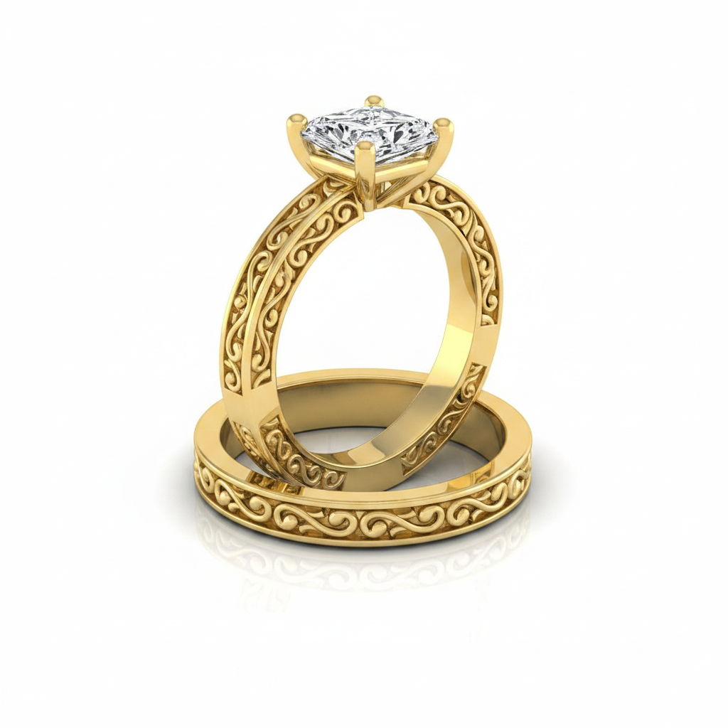 The Veronica Matching Wedding Band, Radiant in 18K Yellow Gold