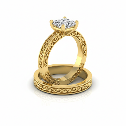 The Veronica Matching Wedding Band, Radiant in 18K Yellow Gold