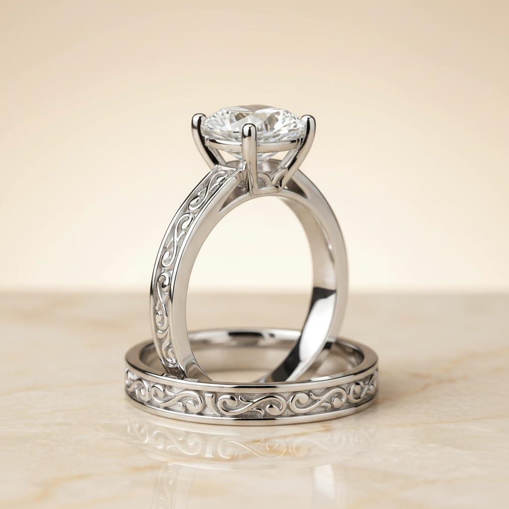 The Veronica Matching Wedding Band, Cushion in Platinum