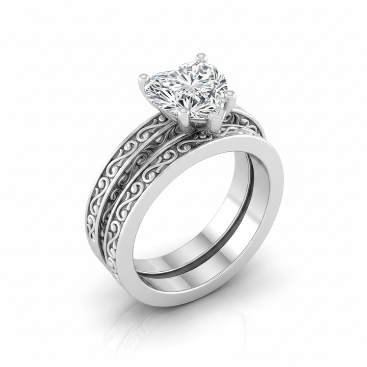 The Veronica Matching Wedding Band, Heart in Platinum | RockHer