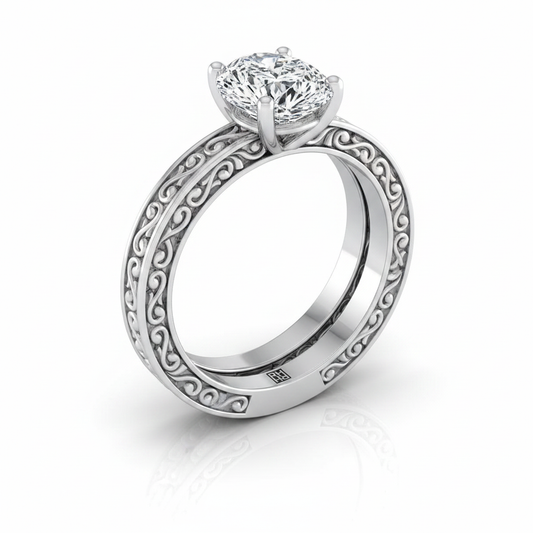 The Veronica Matching Wedding Band, Pear in Platinum