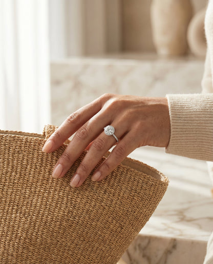 The Florence Select Vintage Scalloped Halo Solitaire Engagement Ring with Lab Diamond in 18K White Gold — view 7
