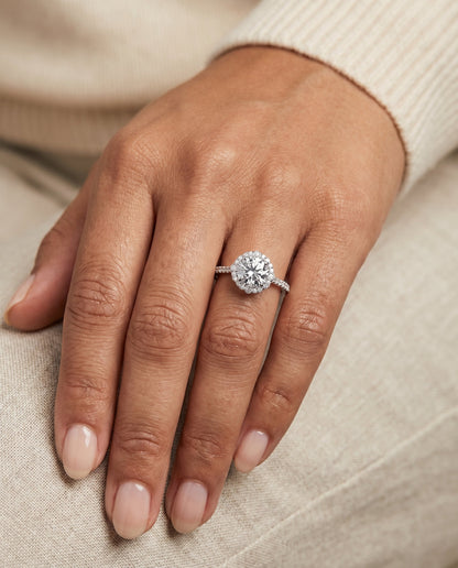 The Florence Select Vintage Scalloped Halo Solitaire Engagement Ring with Lab Diamond in Platinum — view 5