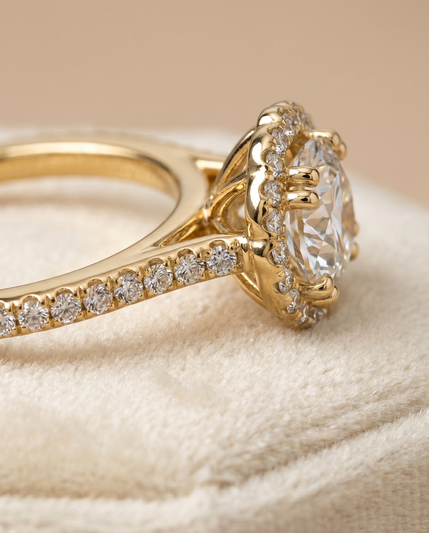 The Florence Halo Engagement Ring Setting for Round Diamonds in 18K Yellow Gold