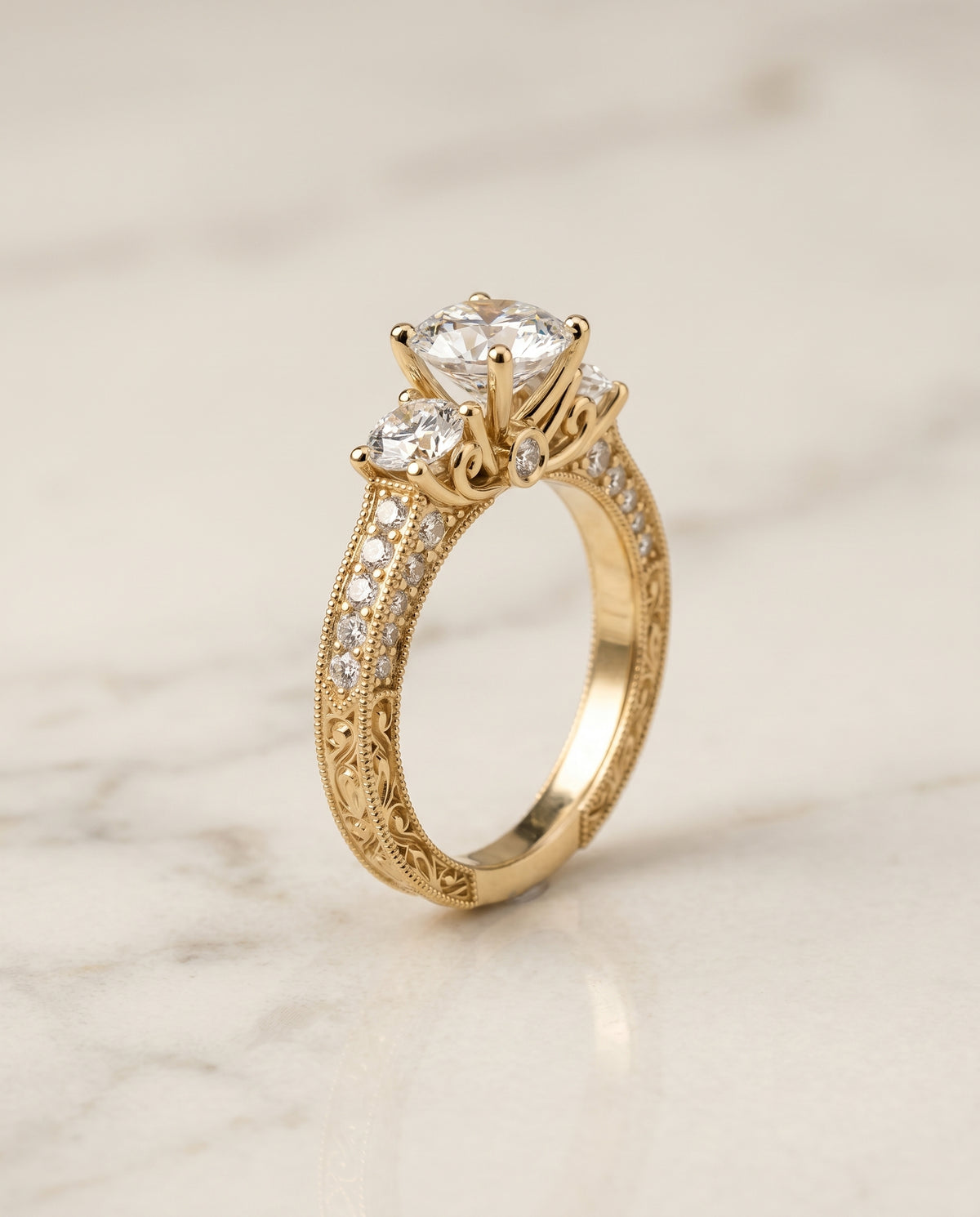 The Rosie round engagement ring setting in 18K Yellow Gold | RockHer