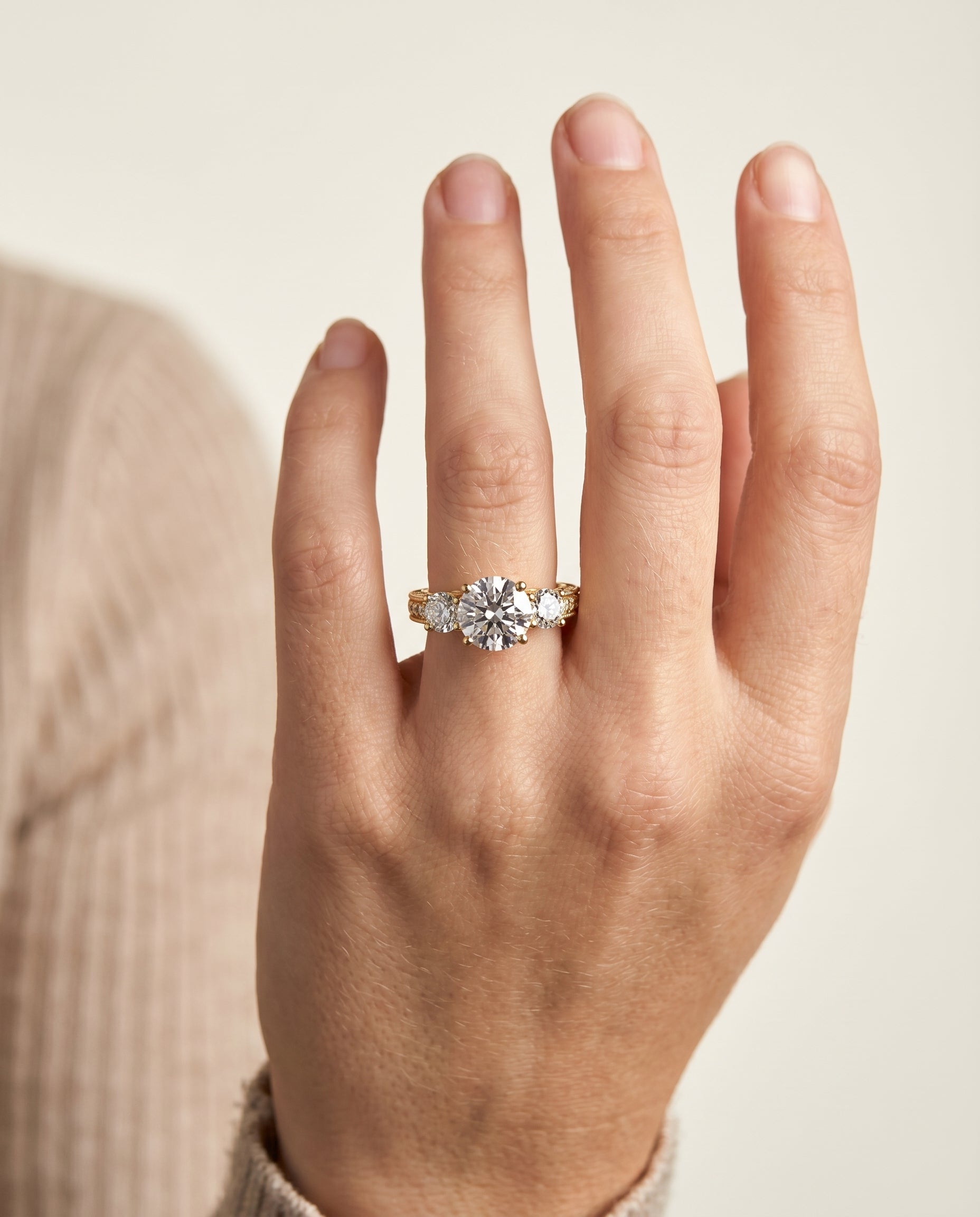 The Rosie setting for round diamonds, made to order in 18K Yellow Gold | RockHer