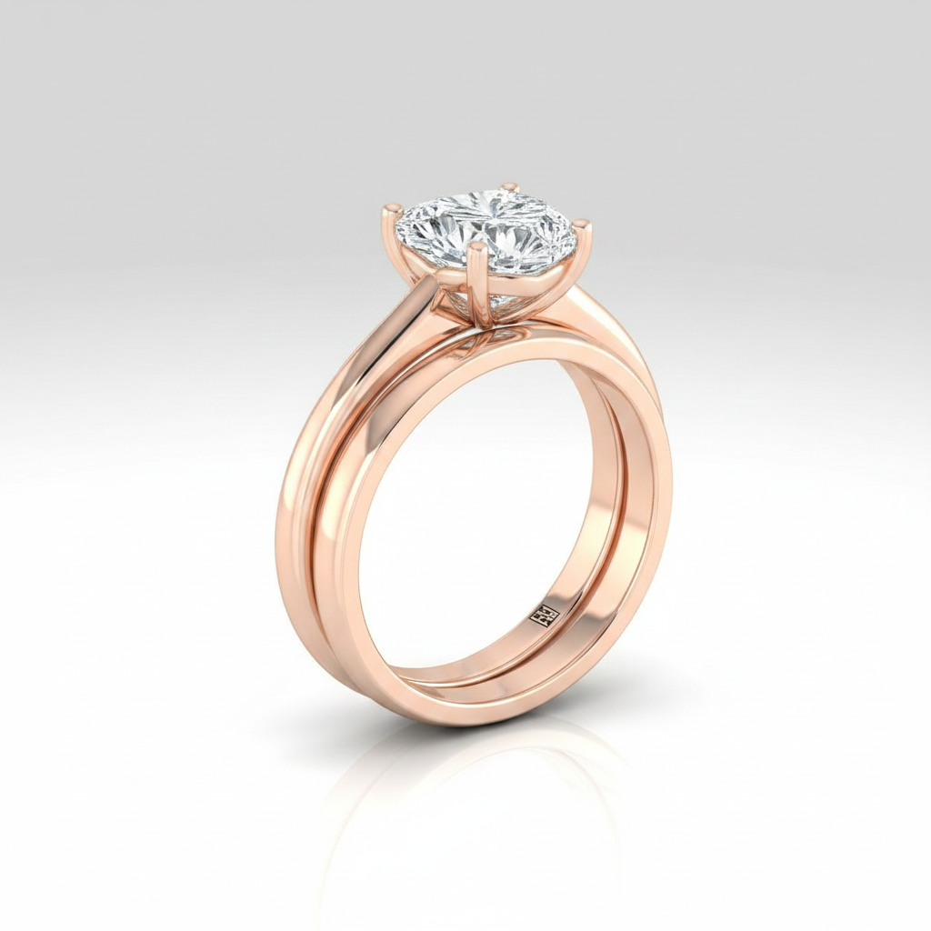 The Viola Matching Wedding Band, Heart in 14K Rose Gold