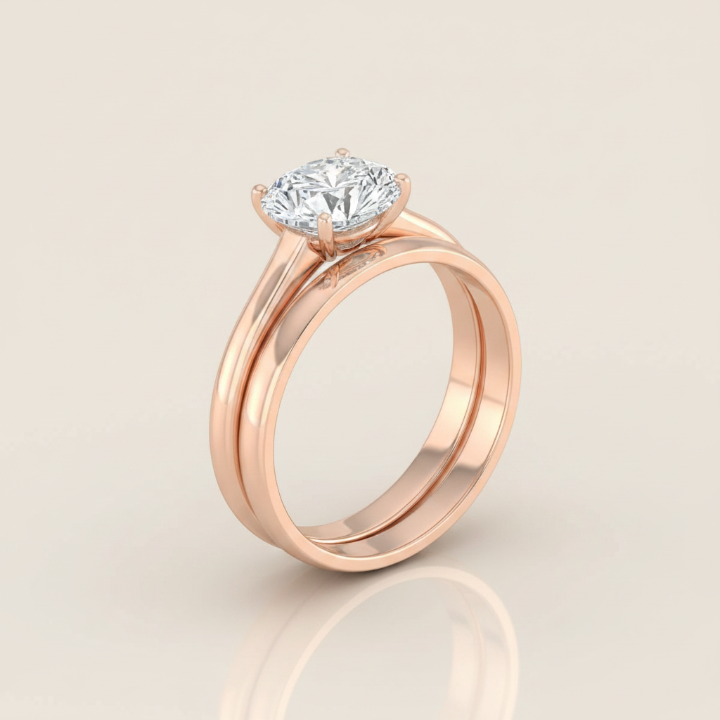 The Viola Matching Wedding Band, Oval in 14K Rose Gold