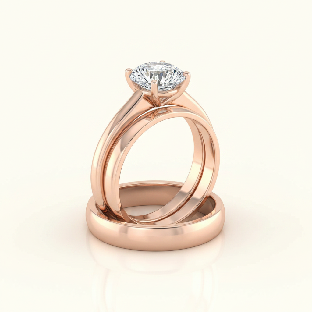 The Viola Matching Wedding Band, Princess in 14K Rose Gold