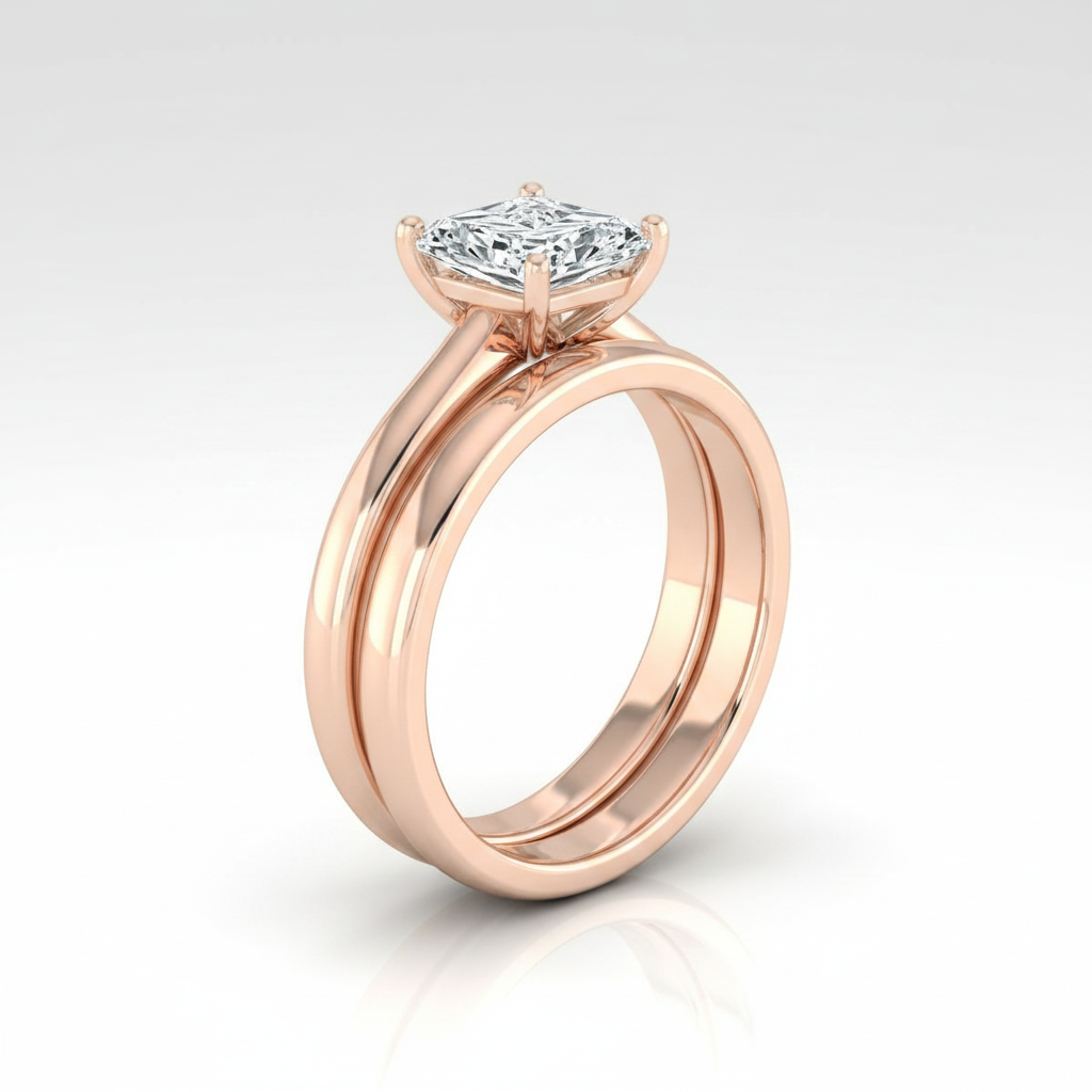 The Viola Matching Wedding Band, Radiant in 14K Rose Gold