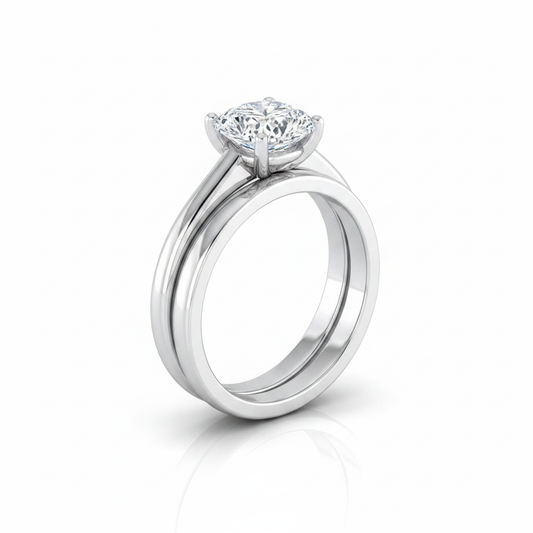 The Viola Matching Wedding Band, Cushion in 18K White Gold