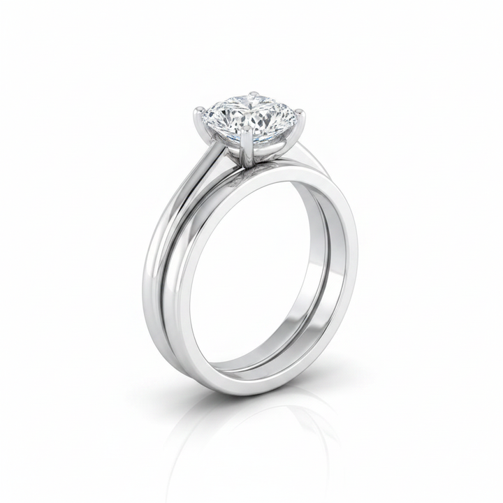 The Viola Matching Wedding Band, Cushion in 18K White Gold | RockHer