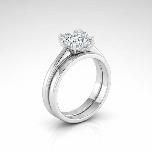The Viola Matching Wedding Band, Heart in 18K White Gold