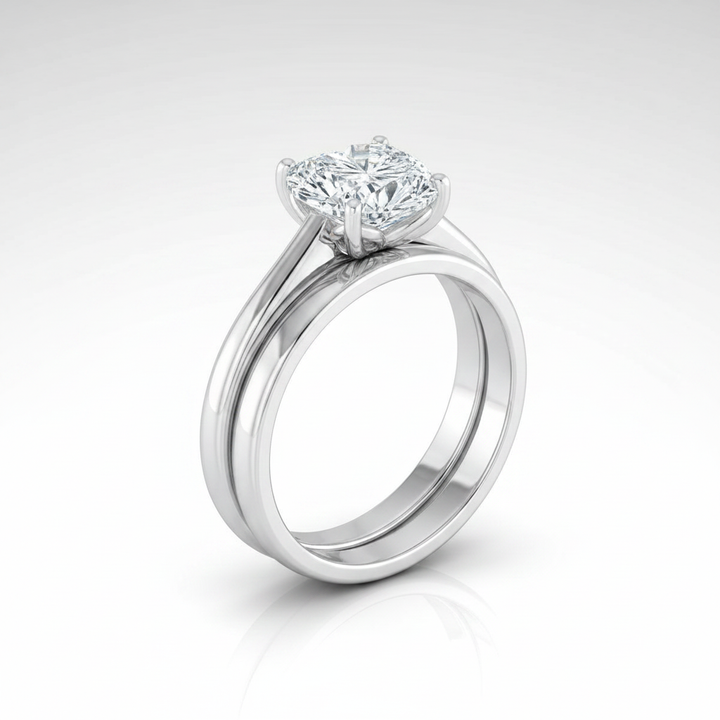 The Viola Matching Wedding Band, Heart in 18K White Gold | RockHer