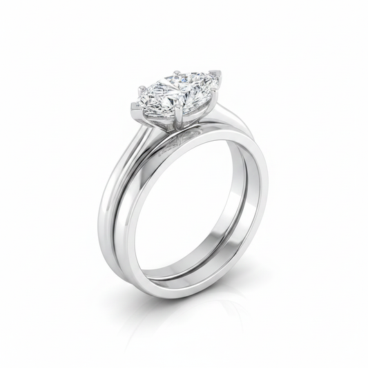 The Viola Matching Wedding Band, Marquise in 18K White Gold