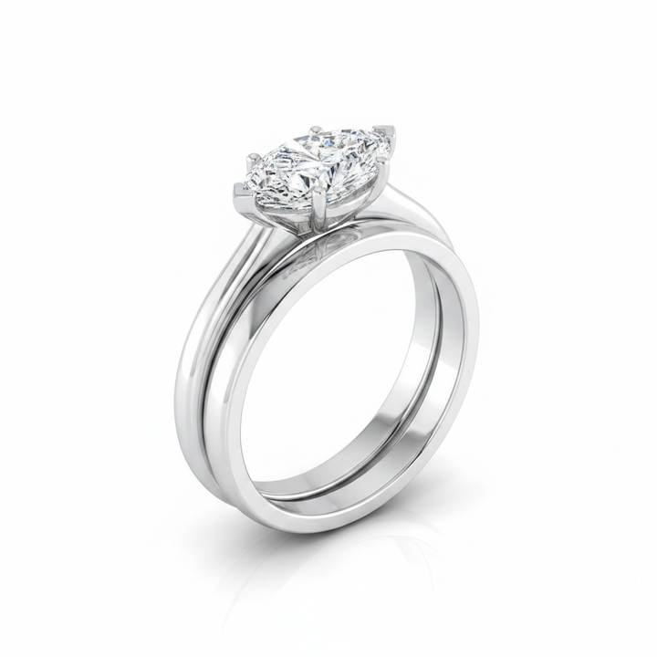 The Viola Matching Wedding Band, Marquise in 18K White Gold | RockHer