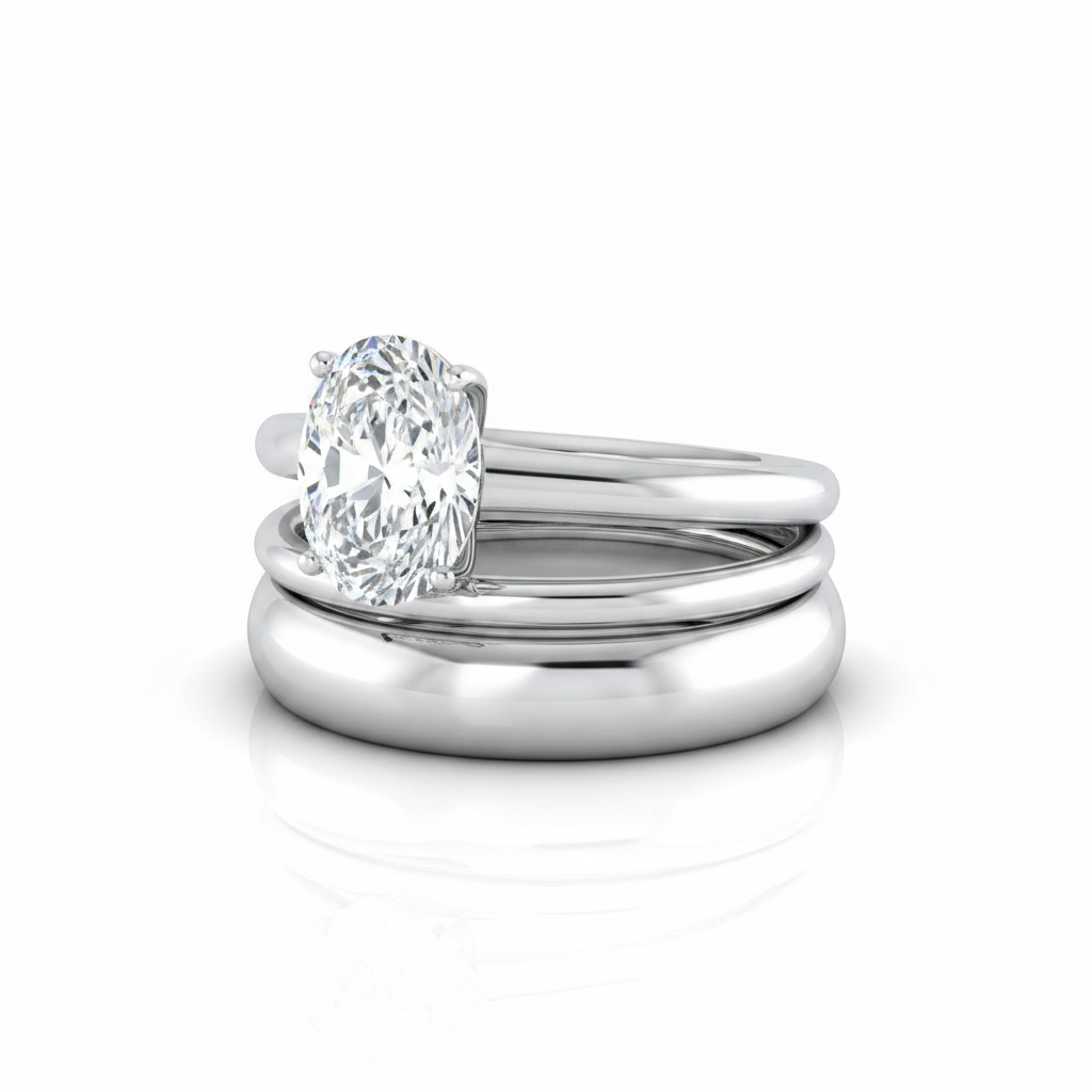 The Viola Matching Wedding Band, Oval in 18K White Gold