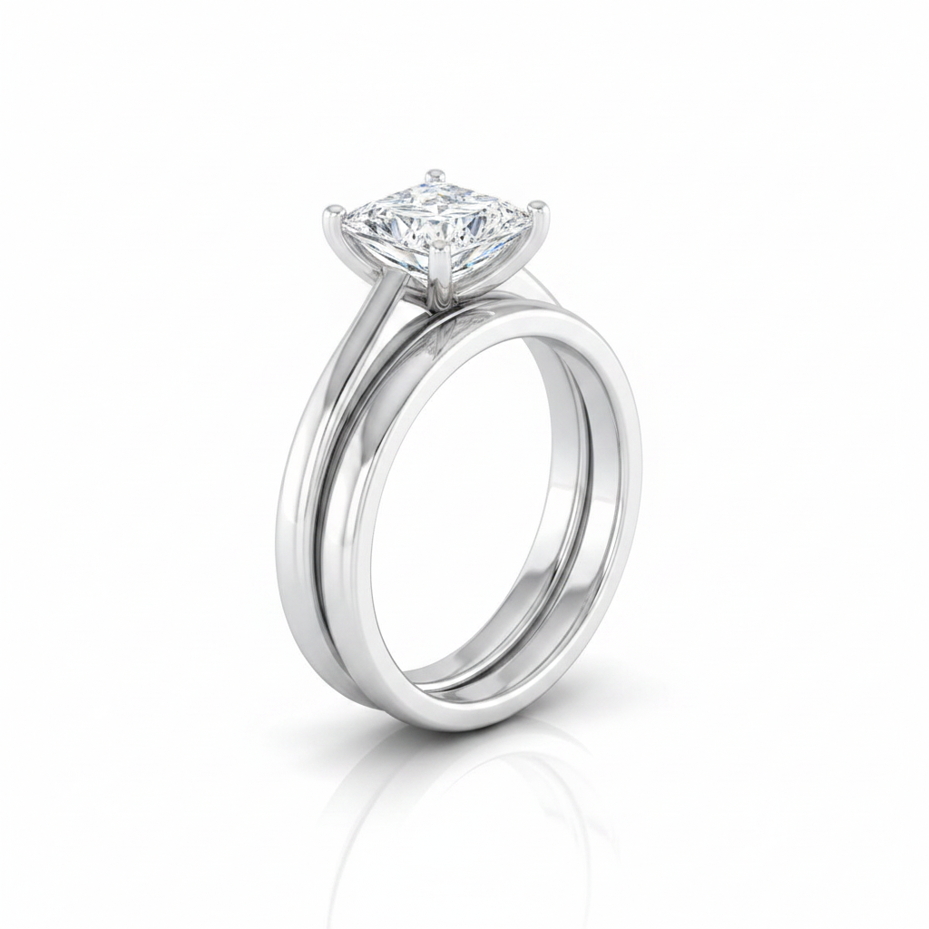 The Viola Matching Wedding Band, Princess in 18K White Gold