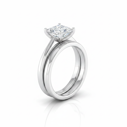 The Viola Matching Wedding Band, Princess in 18K White Gold