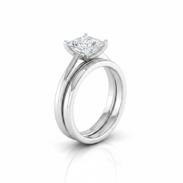 The Viola Matching Wedding Band, Princess in 18K White Gold | RockHer