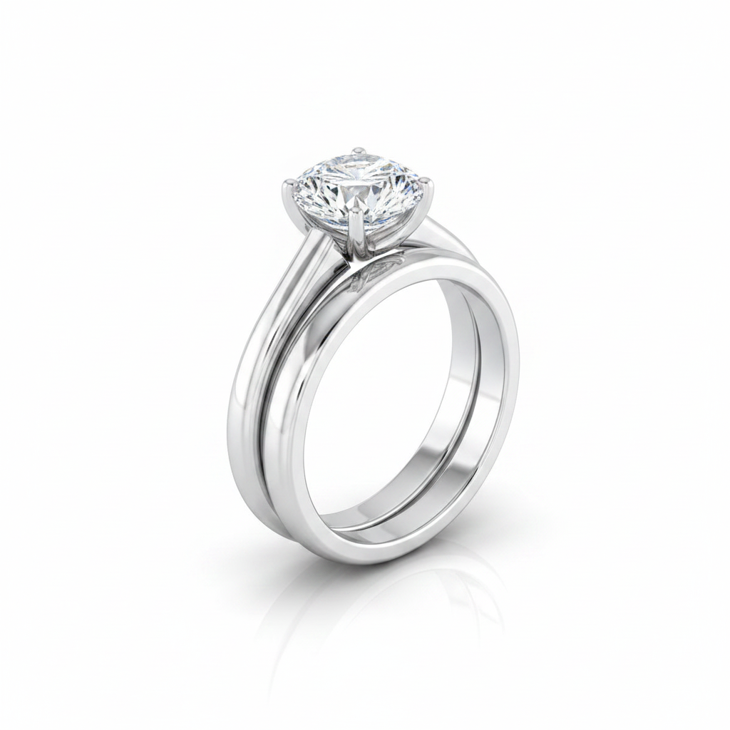 The Viola Matching Wedding Band, Round in 18K White Gold