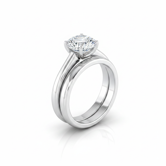 The Viola Matching Wedding Band, Round in 18K White Gold
