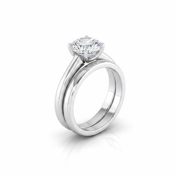 The Viola Matching Wedding Band, Round in 18K White Gold | RockHer
