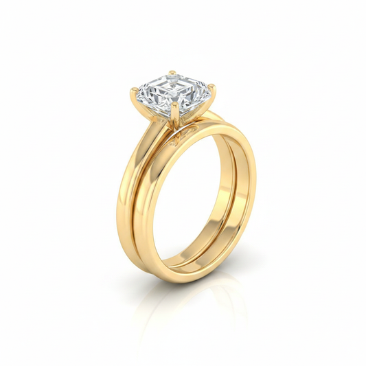 The Viola Matching Wedding Band, Asscher in 18K Yellow Gold