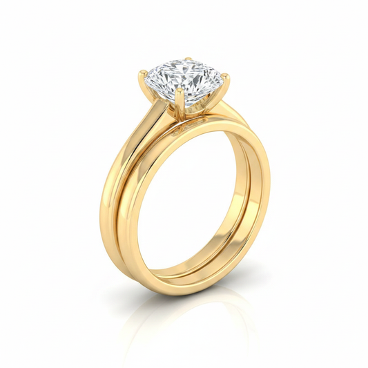 The Viola Matching Wedding Band, Cushion in 18K Yellow Gold