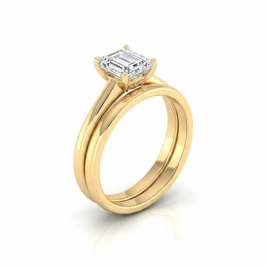 The Viola Matching Wedding Band, Emerald in 18K Yellow Gold