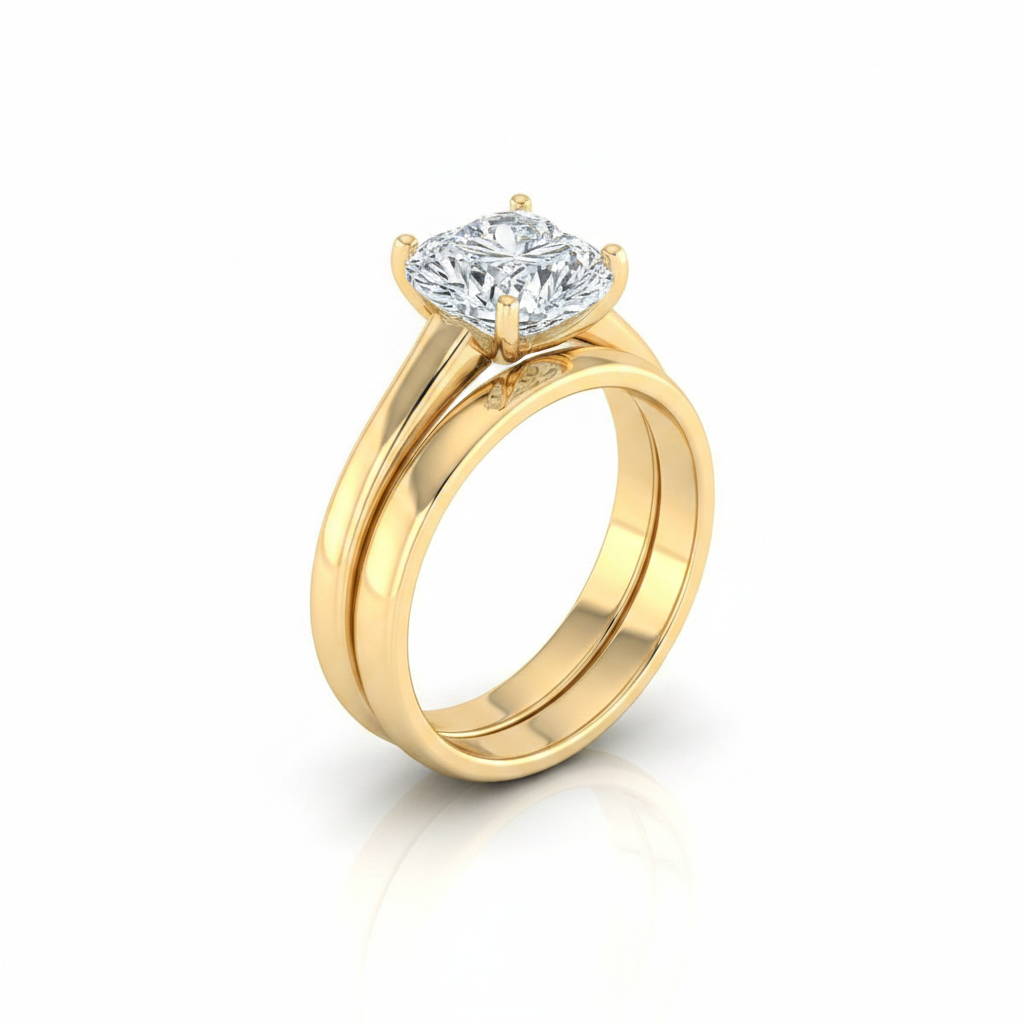 The Viola Matching Wedding Band, Heart in 18K Yellow Gold