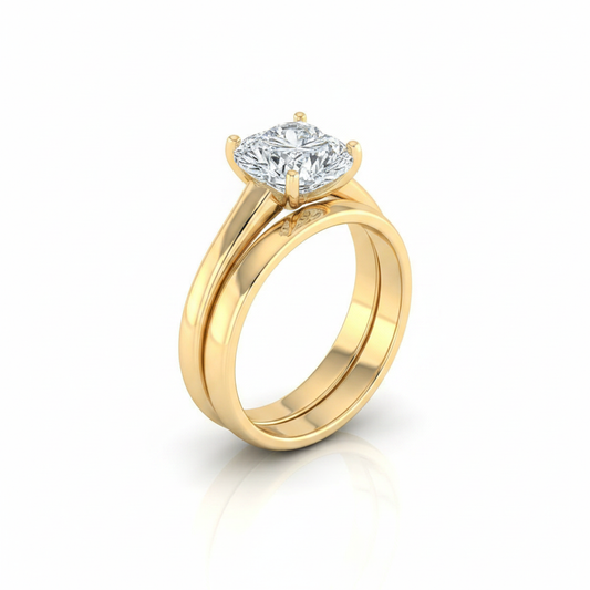 The Viola Matching Wedding Band, Heart in 18K Yellow Gold